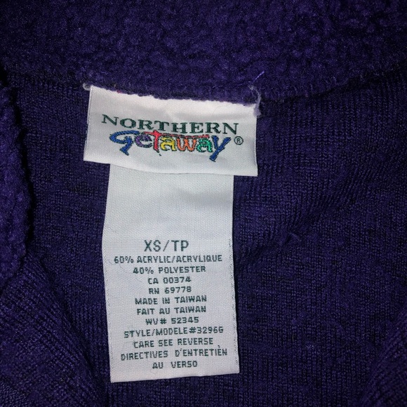 Purple Quarter Zip Fuzzy Cozy Pullover Jacket Sweatshirt Winter Girls - Picture 2 of 7